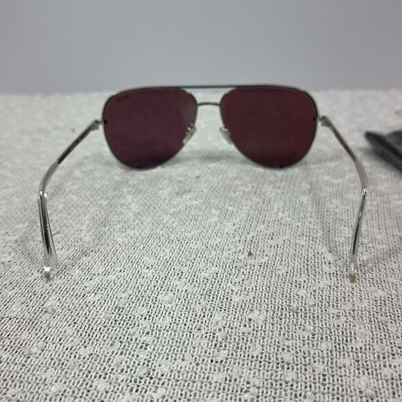 QUAY X Desi High Key Silver and Blue Mirrored Rimless Aviator Sunglasses - Picture 6 of 12